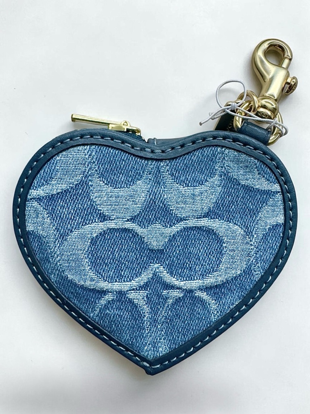 Coach Heart Bag Charm In Signature Denim NWOT